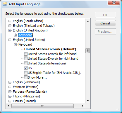 Windows Vista add input language