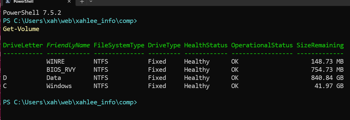 PowerShell disk size 2025-08-19 20ead