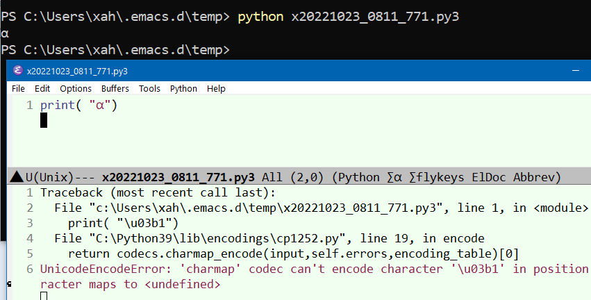 python 3 unicode output error 2022-10-23
