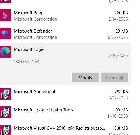 Microsoft Edge browser 2025-07-11 2ada7