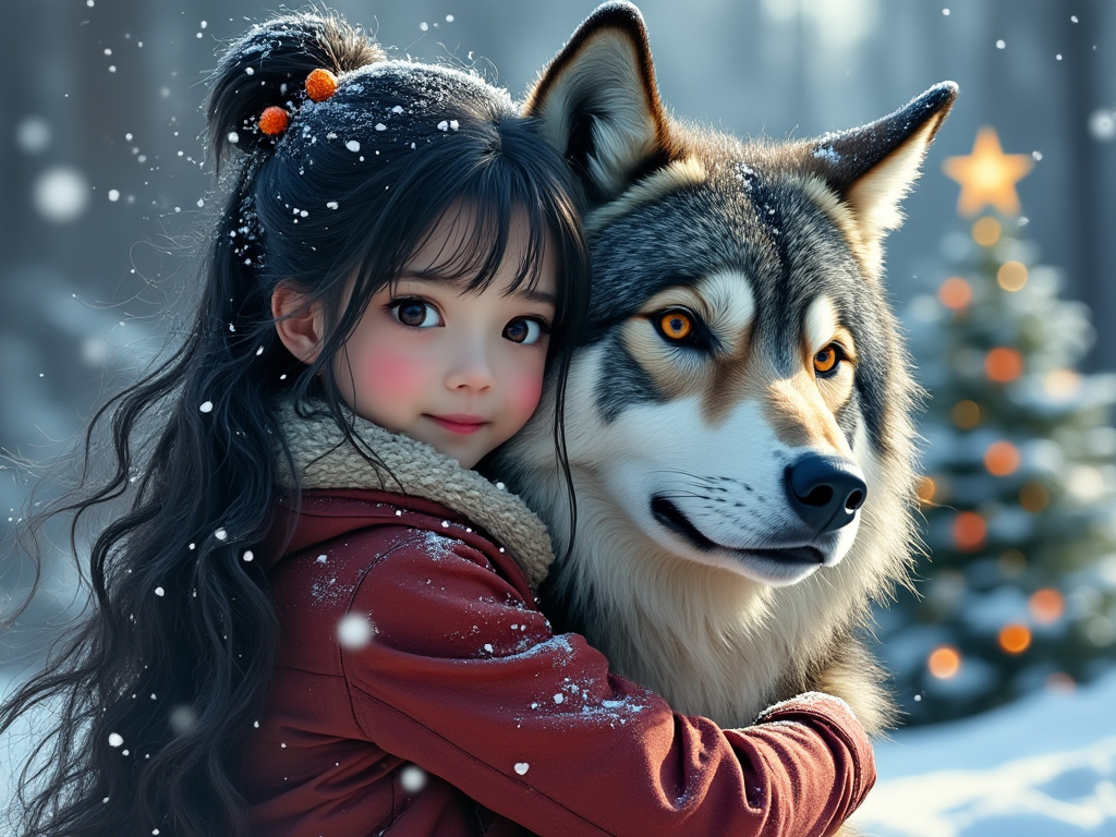 harbin girl hugging wolf xmas 2024-12-04