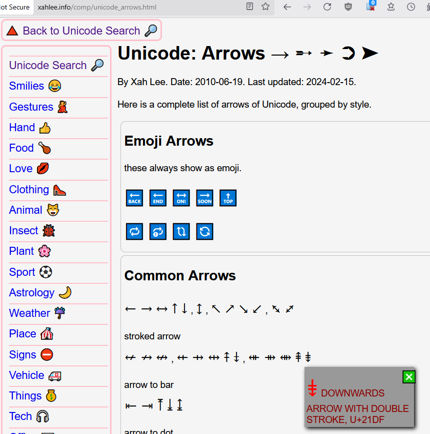 xah talk show 2025-05-18 Google search unicode arrow 28301