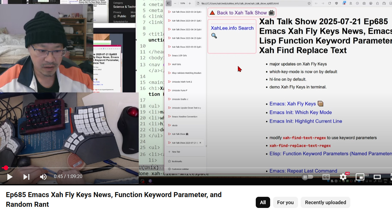 xah talk show ep685 2025-07-21