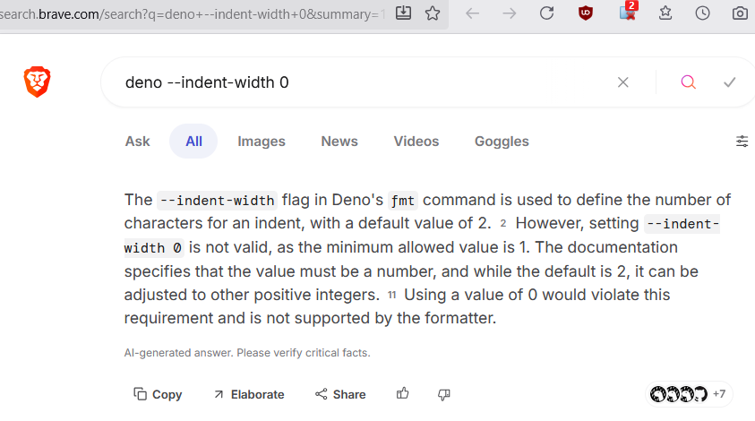 deno indent brave search ai 2025-10-23 1653c