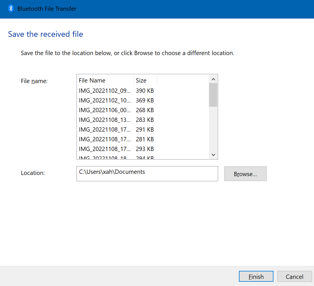 Microsoft Windows 10 bluetooth receive ui 2022-11-19