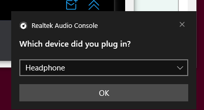 Windows 10 headphone popup 2021-05-29
