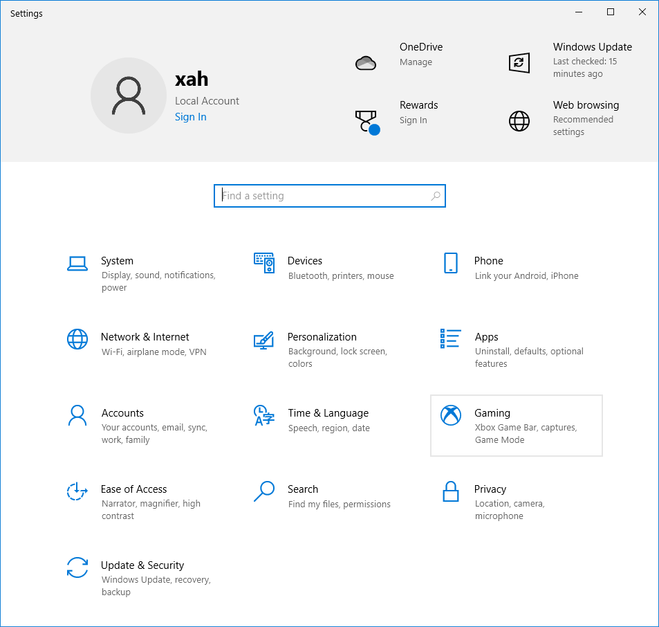 Windows 10 settings panel 2021-06-27