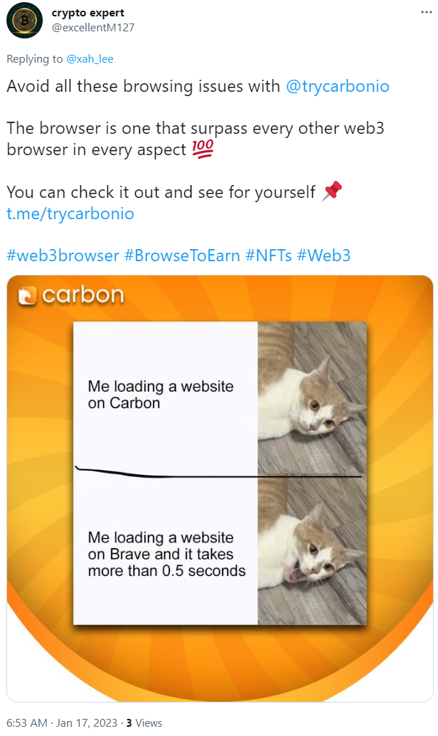 carbon browser scam 2023-01-17 5605