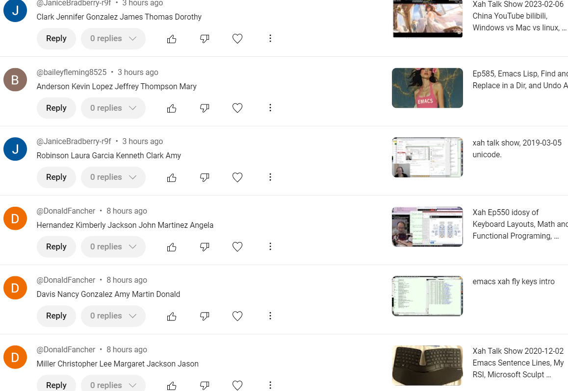 youtube person names spam 2024-09-13