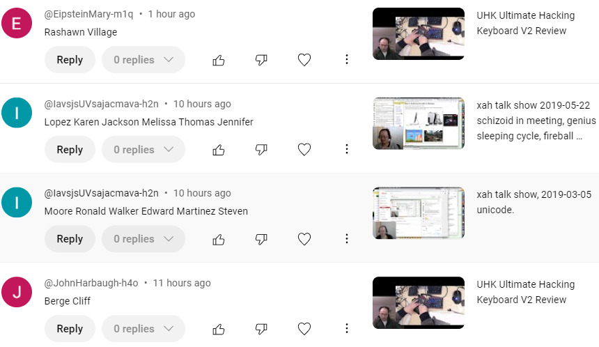 youtube person names spam 2024-09-18